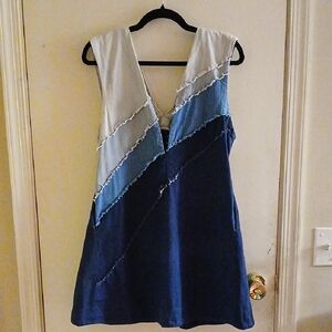 Free People Denim Patchwork Mini Dress